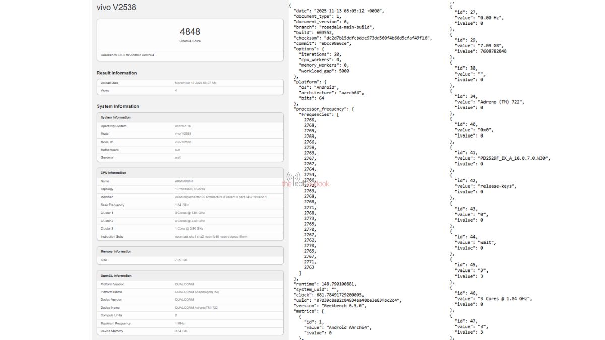 Vivo V70 spotted on Geekbench