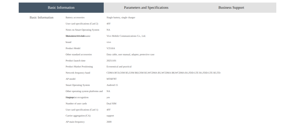 Vivo Y500 Pro (V2516A) - China Telecom Listing (2)