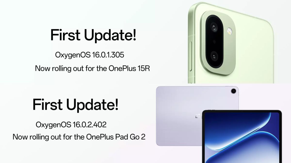First Update OnePlus 15R and OnePlus Pad Go 2
