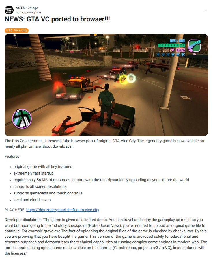 GTA VC Ported to Browser