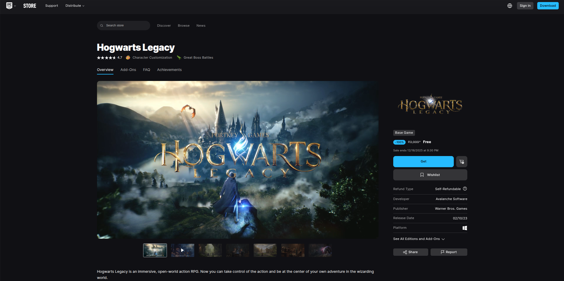 Harry Potter Hogwarts Legacy - Game Listing