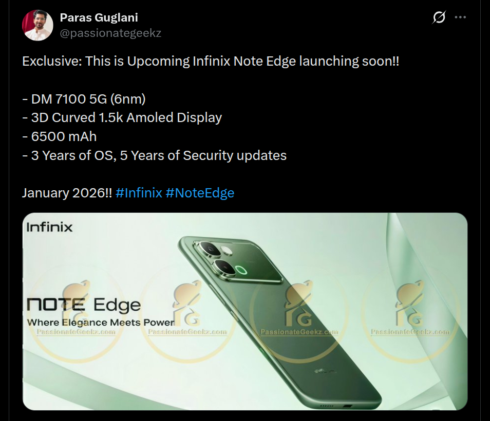 Infinix Note Edge - Tipped Details