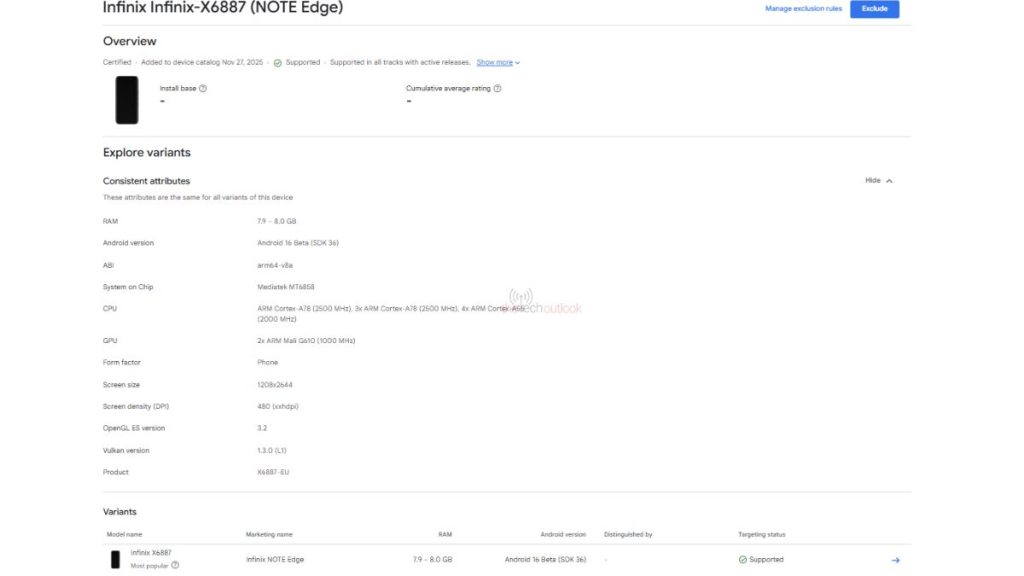 Infinix Note Edge (X6887) - Google Play Console Listing