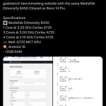 OPPO Reno 15 Pro Global.Indian Variant (CPH2813) - Geekbench Listing (X Post)