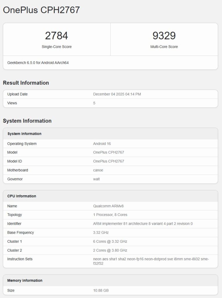 OnePlus 15R (CPH2767) - Geekbench Listing (1)