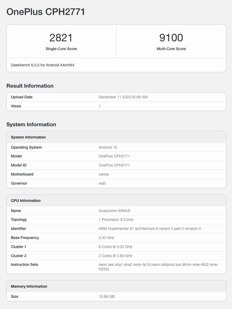 OnePlus 15R (CPH2771) - Geekbench Listing (1)