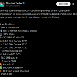 OnePlus Turbo (PLU110) - Geekbench Listing (X Post)