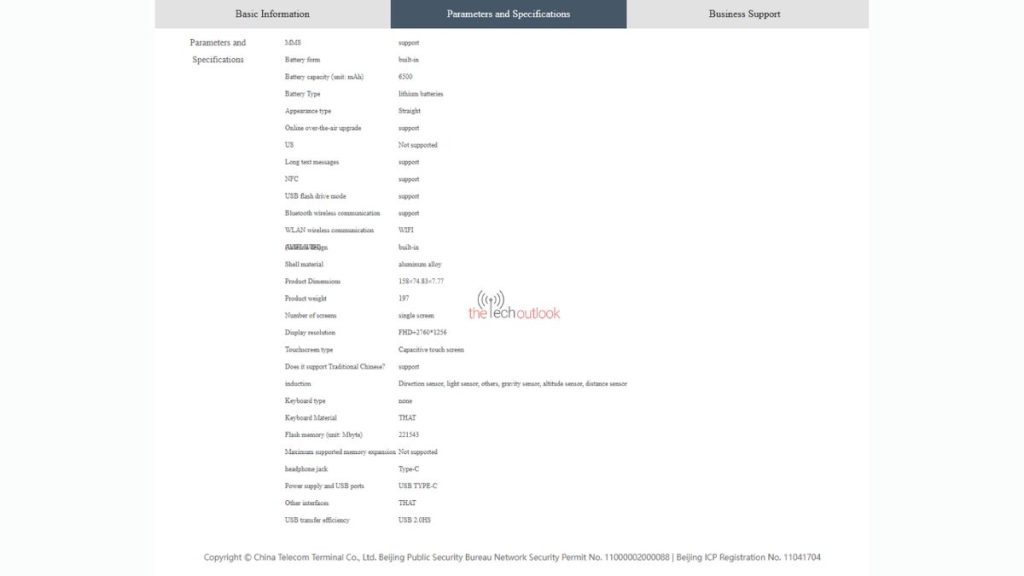 Oppo reno 15C on China Telecom Specs