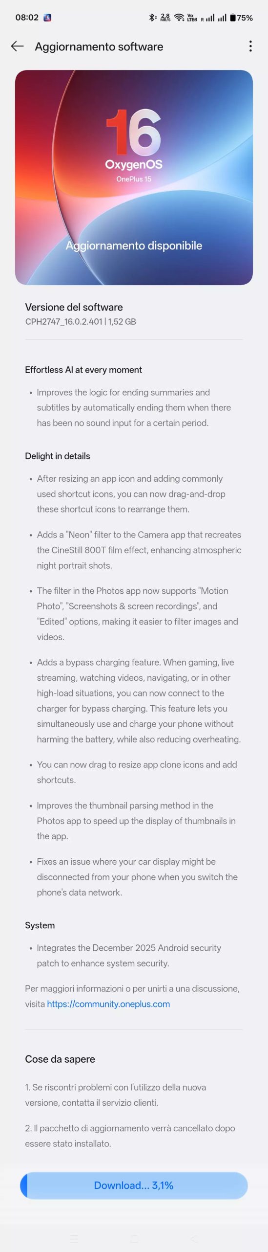 OxygenOS 16.0.2.401 Update OnePlus 15