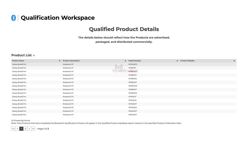 Samsung Galaxy Book 6 Series - Bluetooth SIG Certification