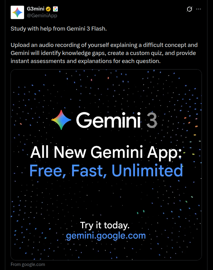 Study with help from Gemini 3 Flash - X Post