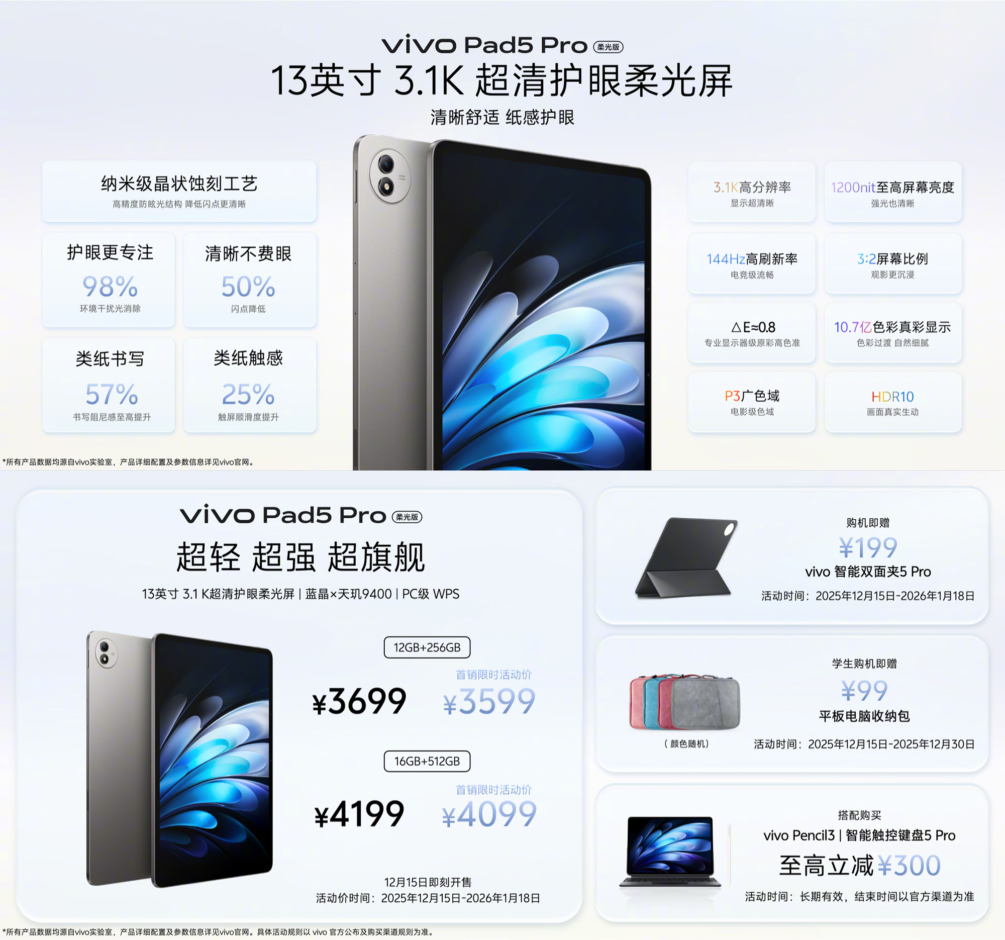 Vivo Pad 5 Pro Soft Light Edition Specs and Pricing