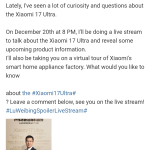 Xiaomi 17 Ultra - Weibo Post