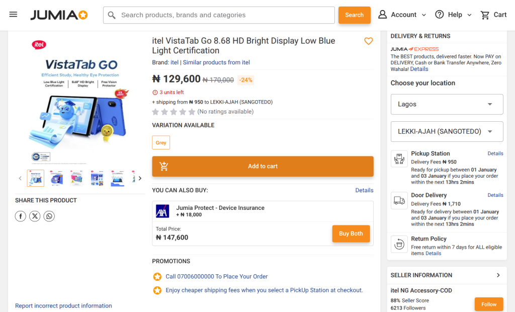 itel VistaTab Go - Product Listing