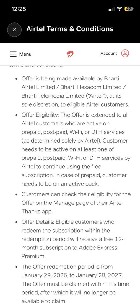 Airtel Adobe Express Premium