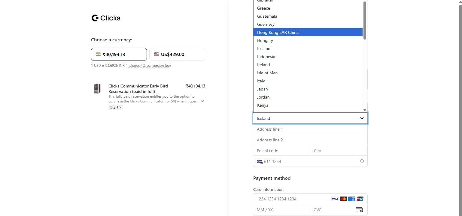 Clicks Communicator - Reservation