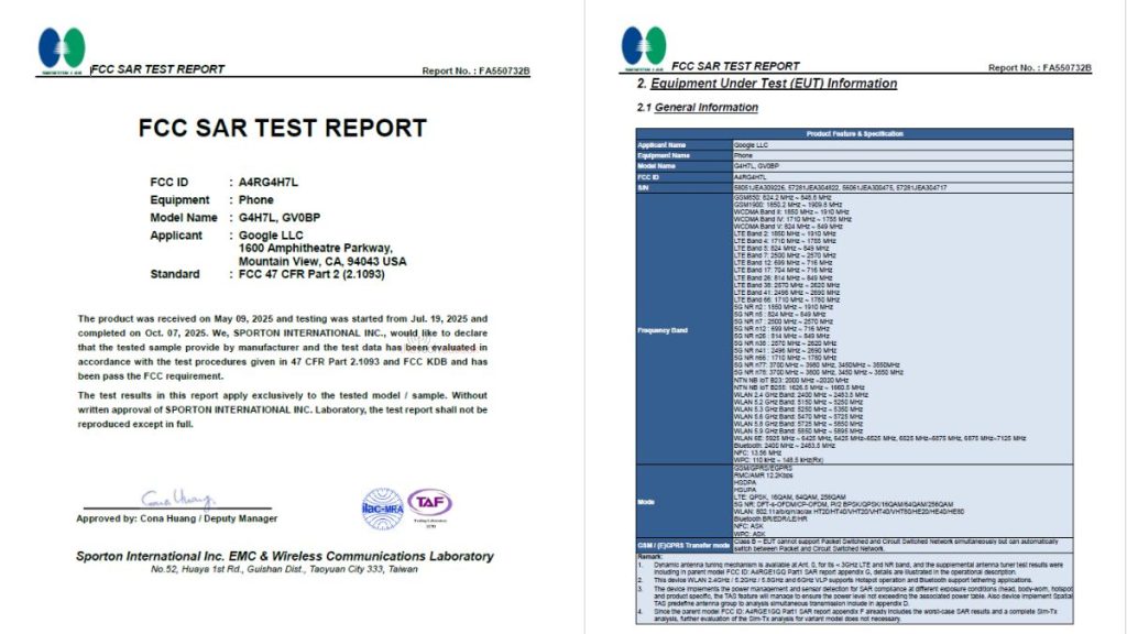 Google Pixel SMartphone spotted on FCC G4H7L and GV0BP