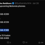 Motorola Edge 70 Fusion, Moto G17 and Moto G77 pricing leaked
