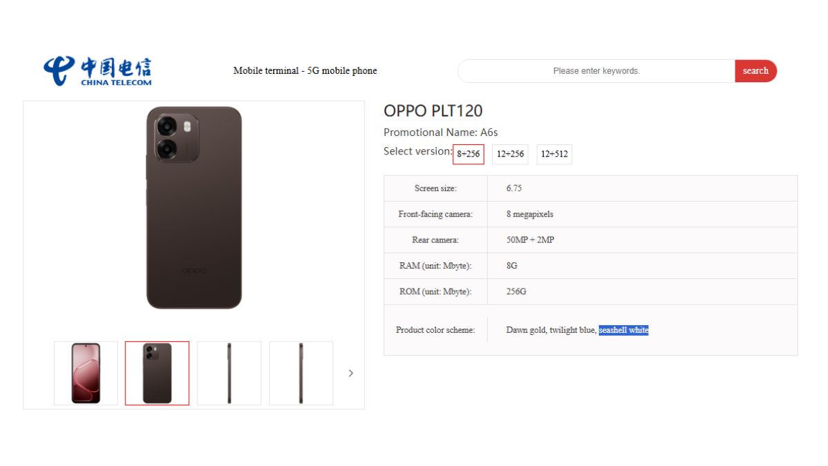 Oppo A6s 5G spotted on China Telecom Weibsite