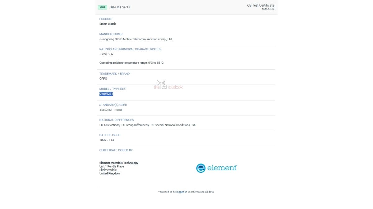 Oppo Watch X3 spotted on Elements Certification