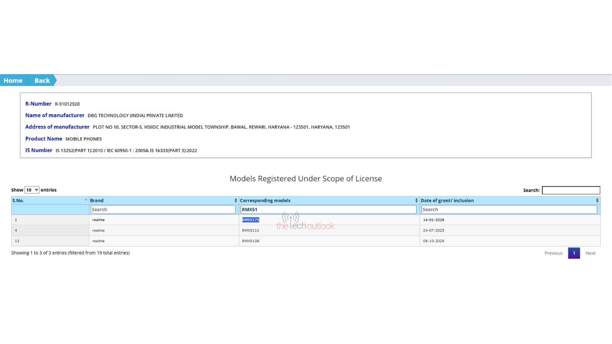 Realme 16 5G spotted on Indian BIS certficiation