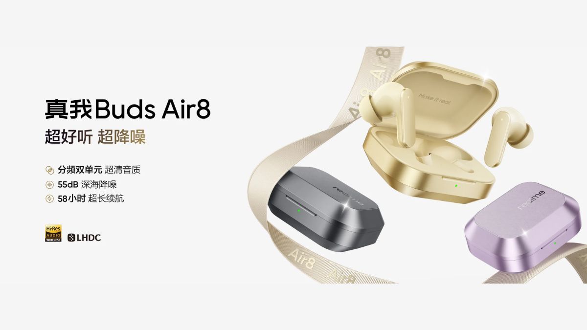 Realme Buds Air 8 Auricolari Bluetooth 5.4 Con ANC 55dB E 58h Autonomia