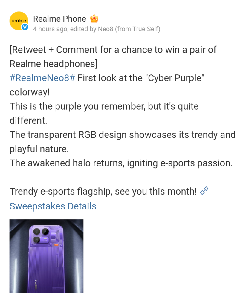 Realme Neo 8 - Cyber Purple (Weibo)
