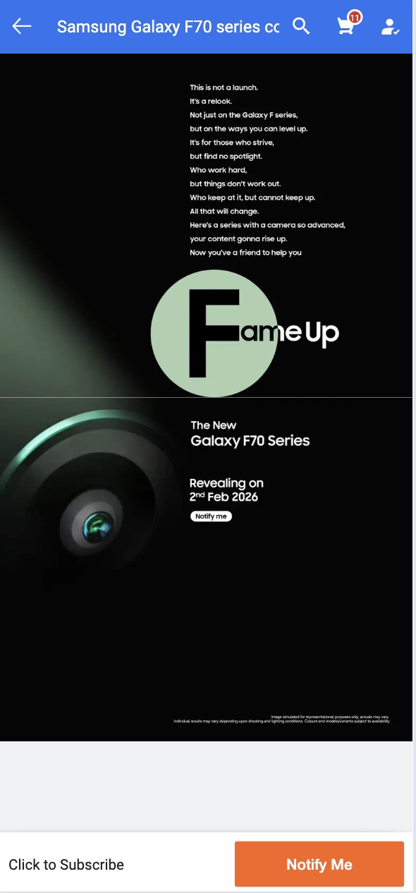 Samsung Galaxy F70 Series Teased