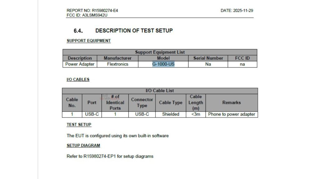 Samsung Galaxy S26 Power Adapter via FCC