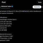 Xiaomi 17 Ultra Staandard variant spotted on Geekbench