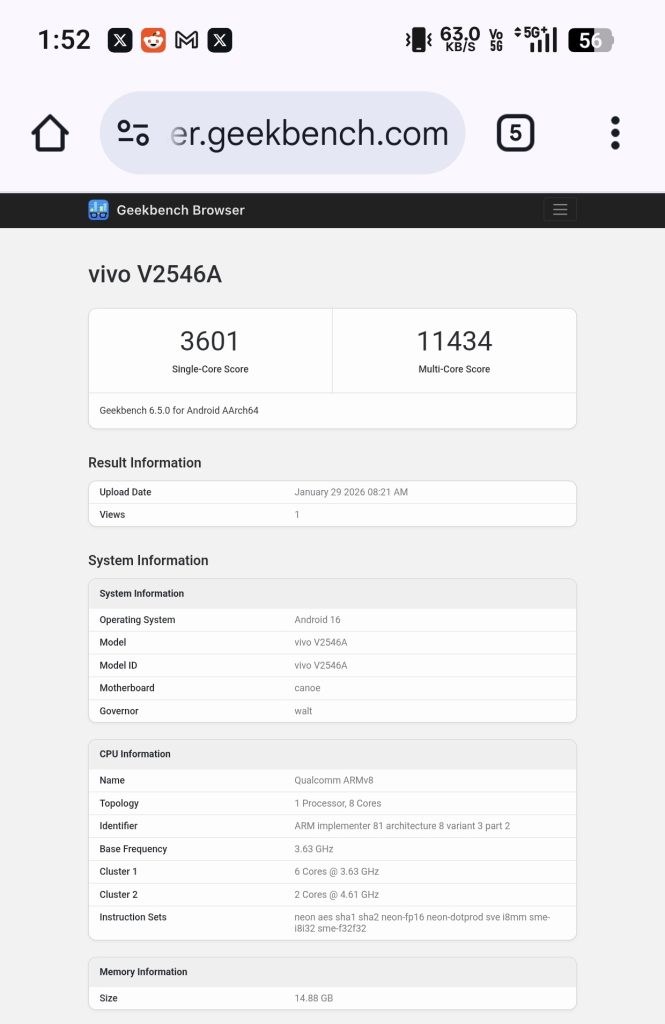 iQOO 15 Ultra Geekbench