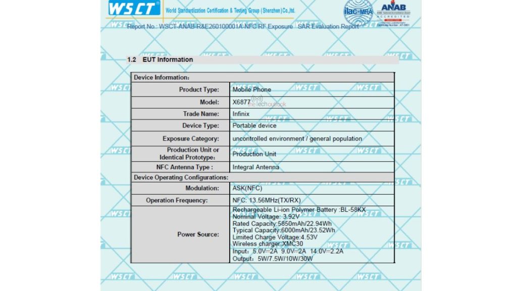 Infinix Note 60 Ultra FCC reveals Battery specs