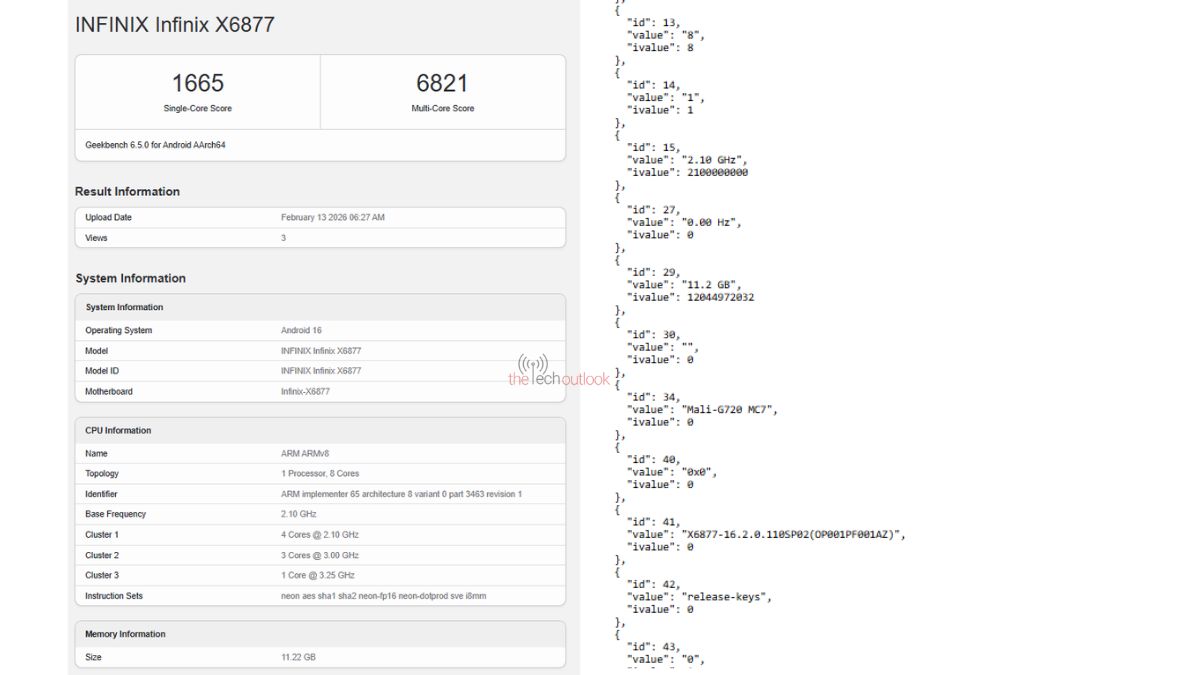 Infinix Note 60 Ultra Geekbench