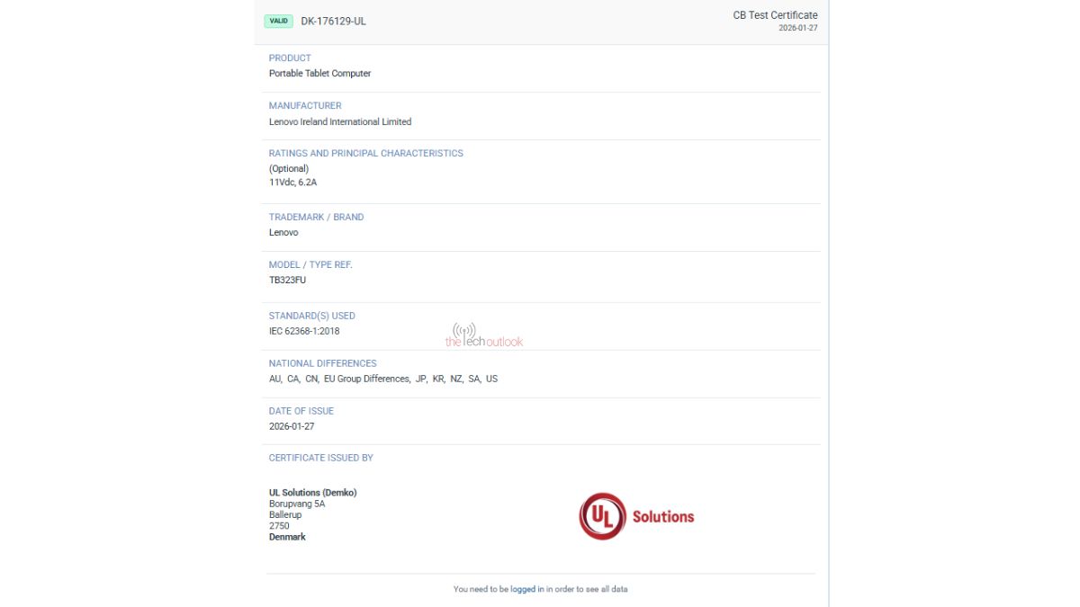 Lenovo Tablet TB323FU