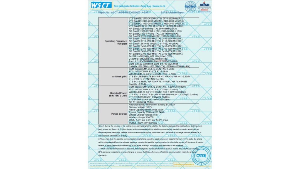 Note 60 Ultras Battery