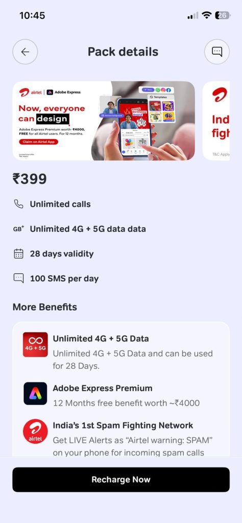 Plan ₹399 - Airtel