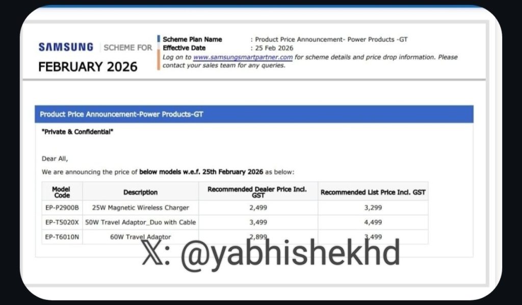 Pricing Document - Three new chargers in India