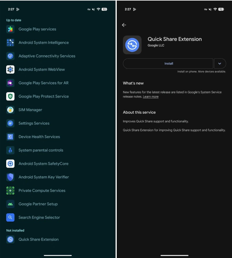QuickShare extension