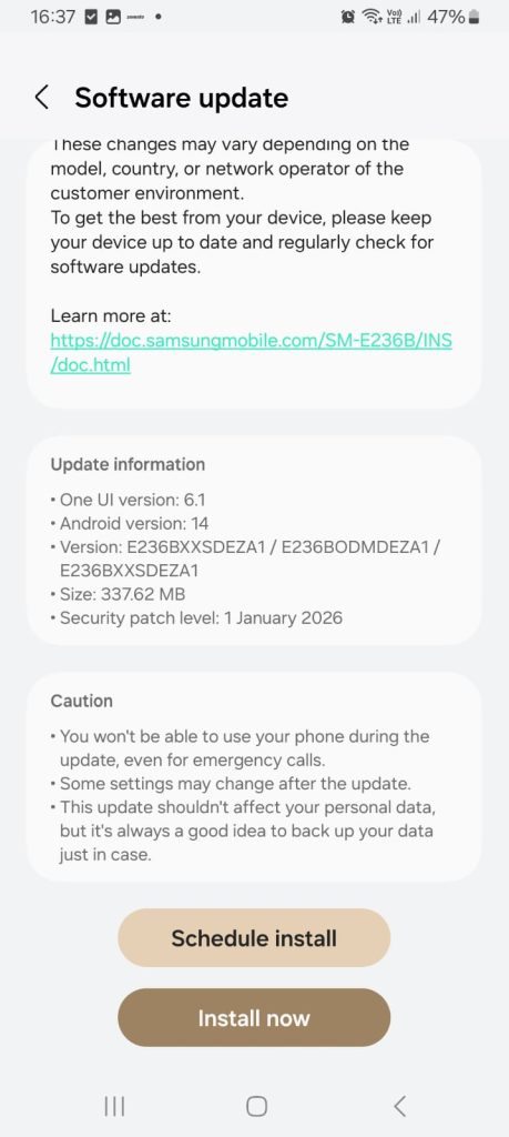 Samsung Galaxy F23 5G Feb Update
