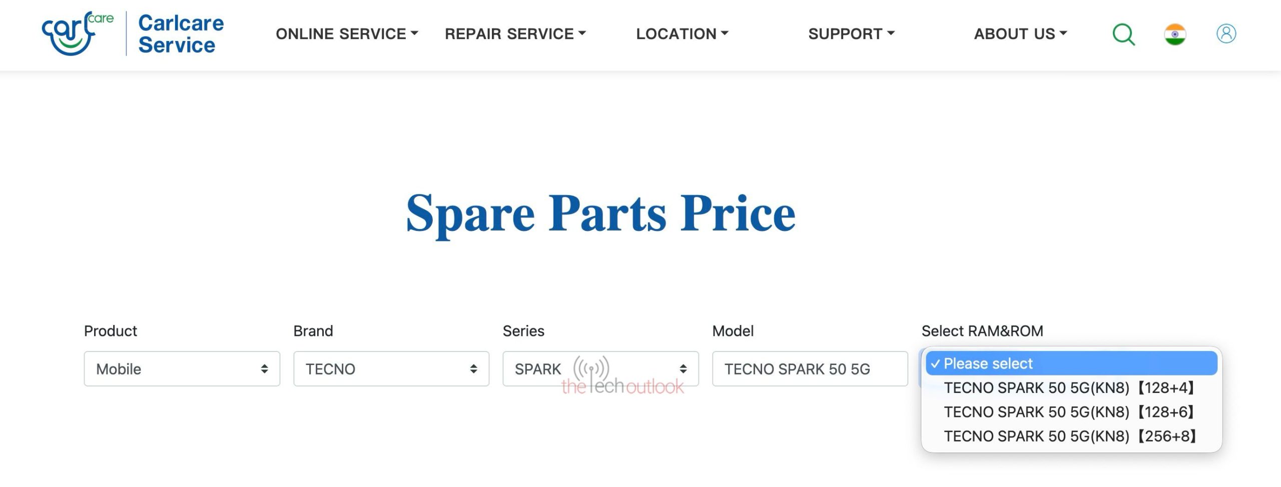 Tecno Spark 50 5G Indian variant memory options