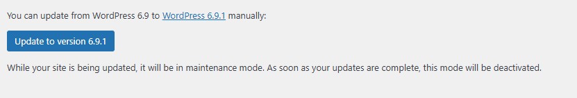Wordpress Version 6.9.1