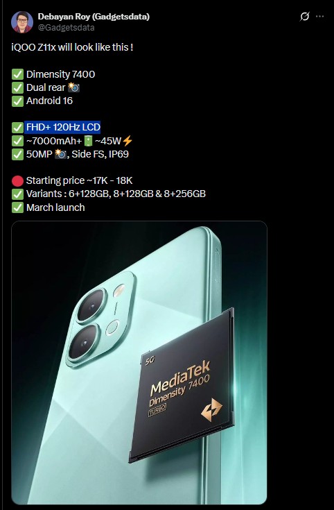 iQOO Z11x5G Specs revealed