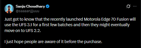 Edge 70 Fusion to CHnage UFS3.1 to UFS 2.2
