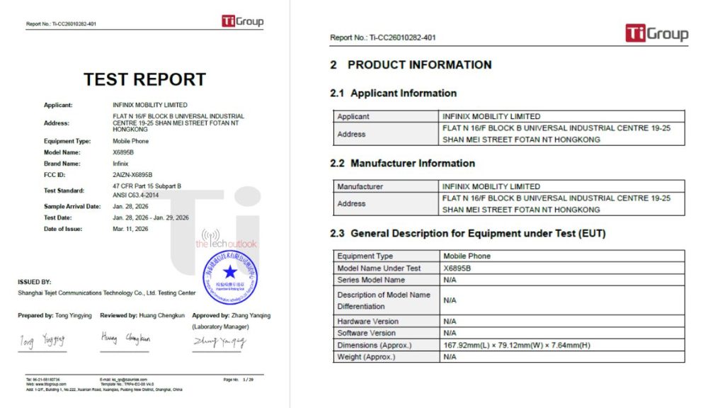 Infinix Hot 70 -FCC X6895B
