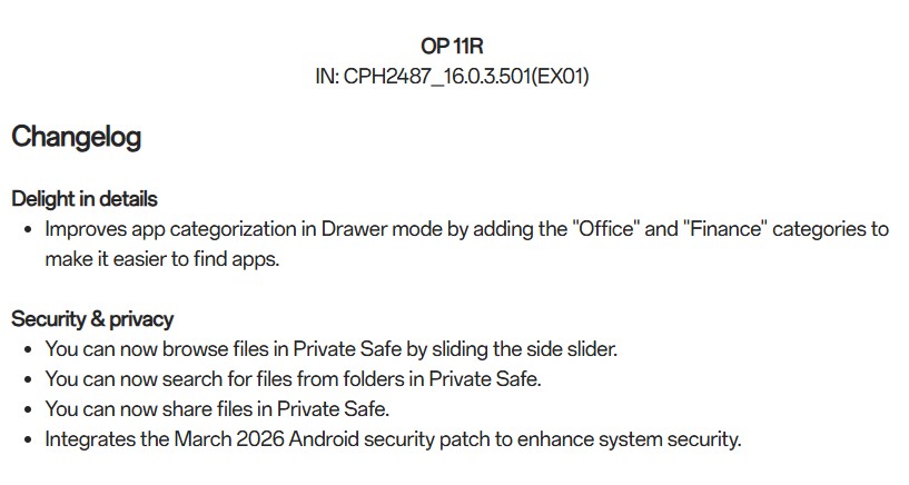 OnePlus 11R - March 2026 Update