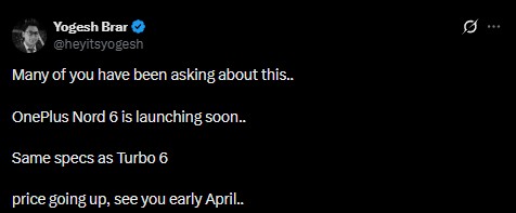 OnePlus Nord 6 - Launch Timeline Tipped