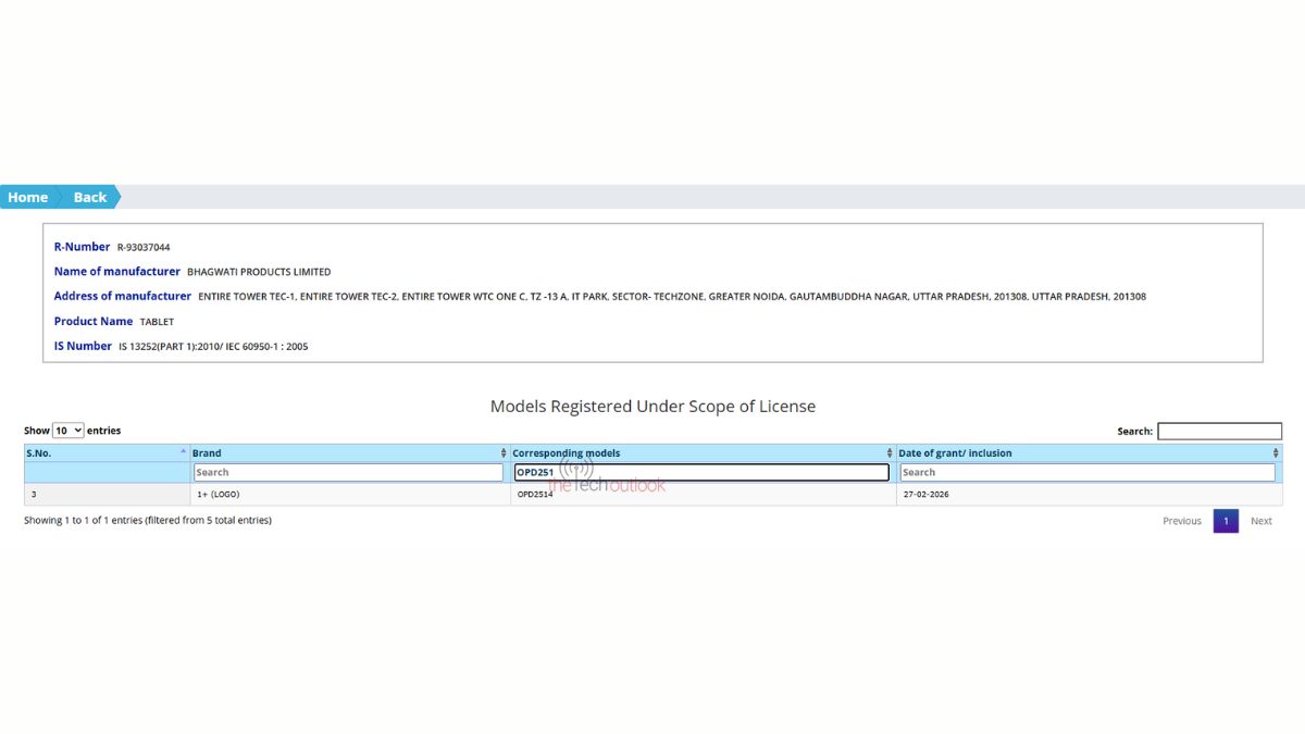 OnePlus Tablet OPD2514 on BIS