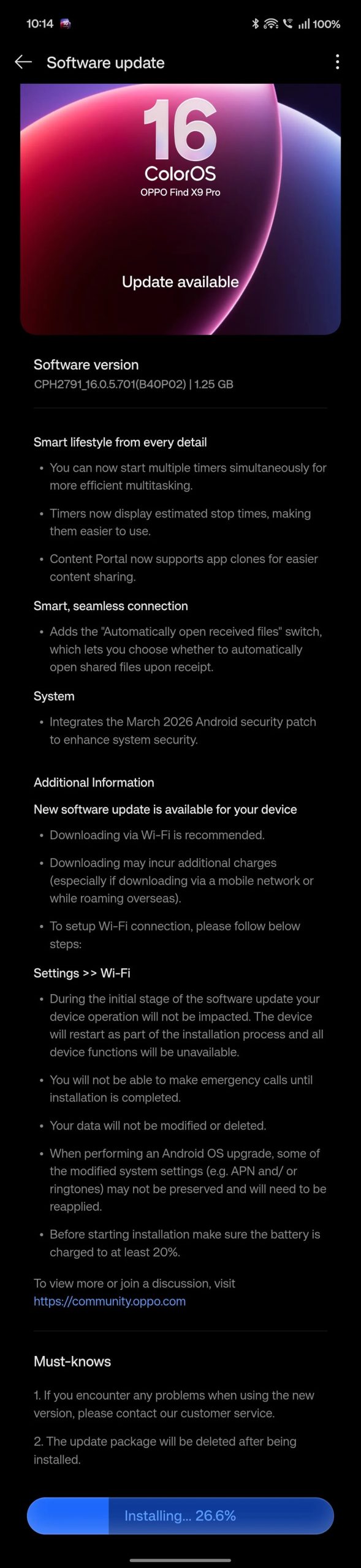 Oppo Find X9 Pro March 2026 Update (Changelog)