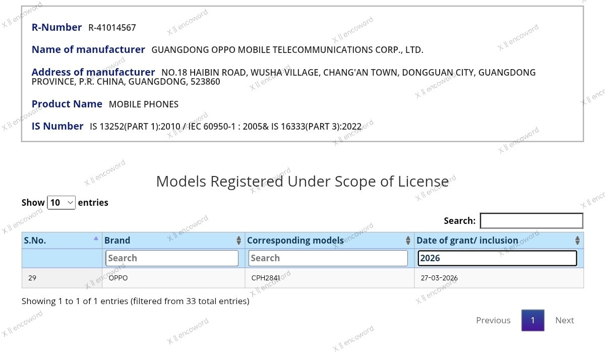 Oppo Find X9 Ultra - India BIS