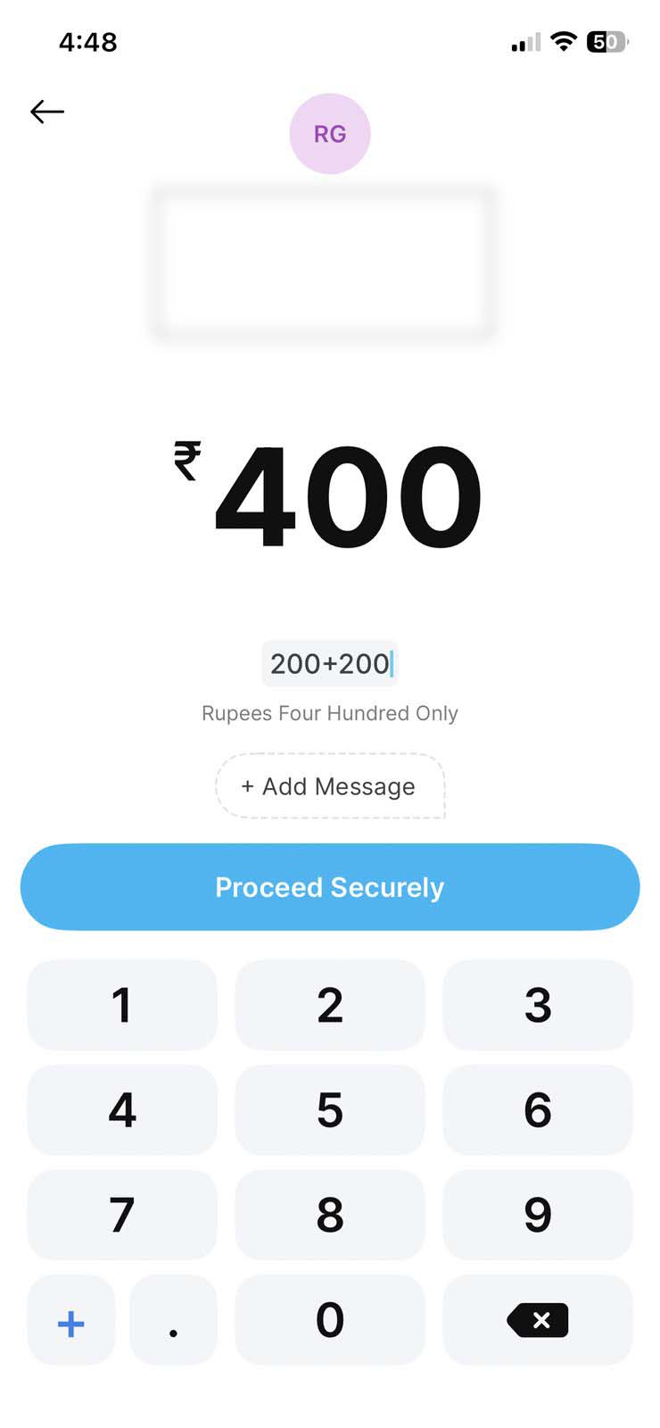 PayTM Calculator Page at payment screen
